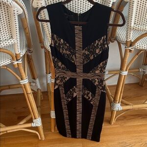 BCBGElegant Black and Brown Lace Dress